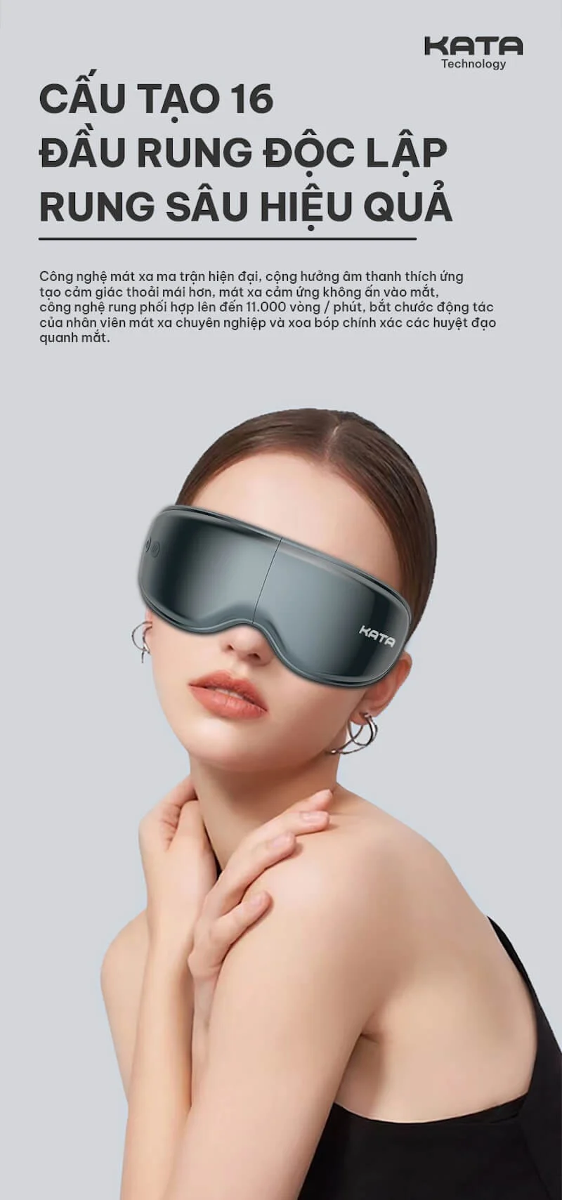 16 đầu rung độc lập, mô phỏng thao tác massage tự nhiên