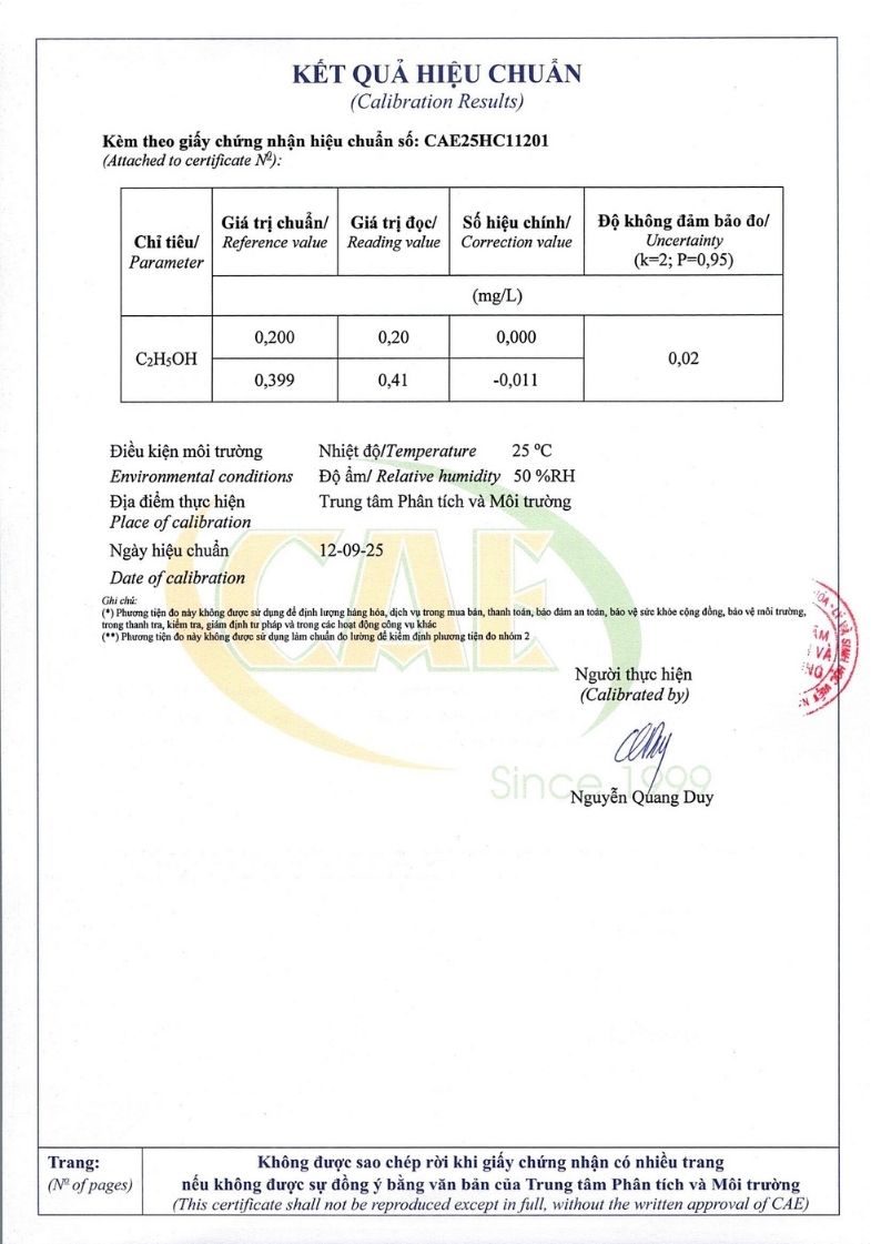 Đạt chứng nhận hiệu chuẩn chính thức 2